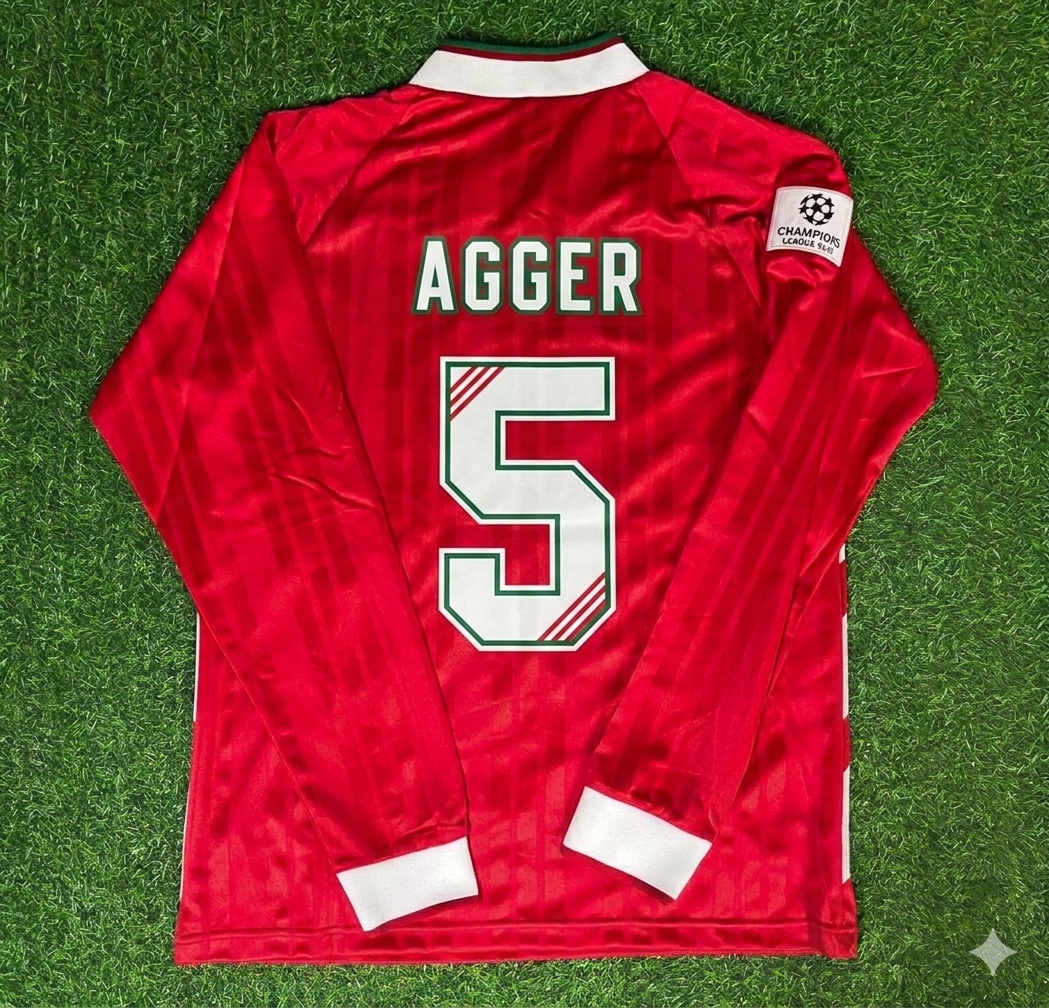 Daniel Agger Liverpool Long Sleeve Retro Football Jersey – Back View