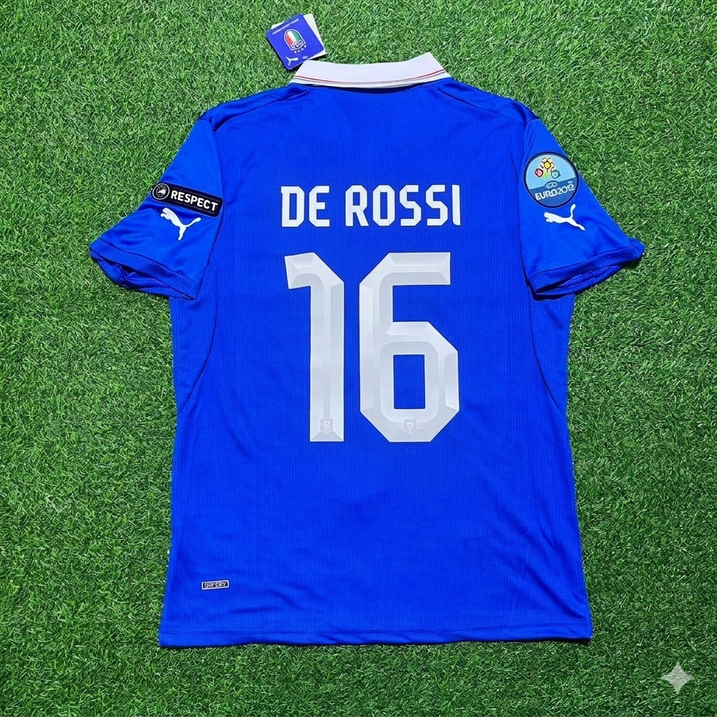 Italy Euro 2012 Retro Home Jersey – Daniele De Rossi 16- – Back View