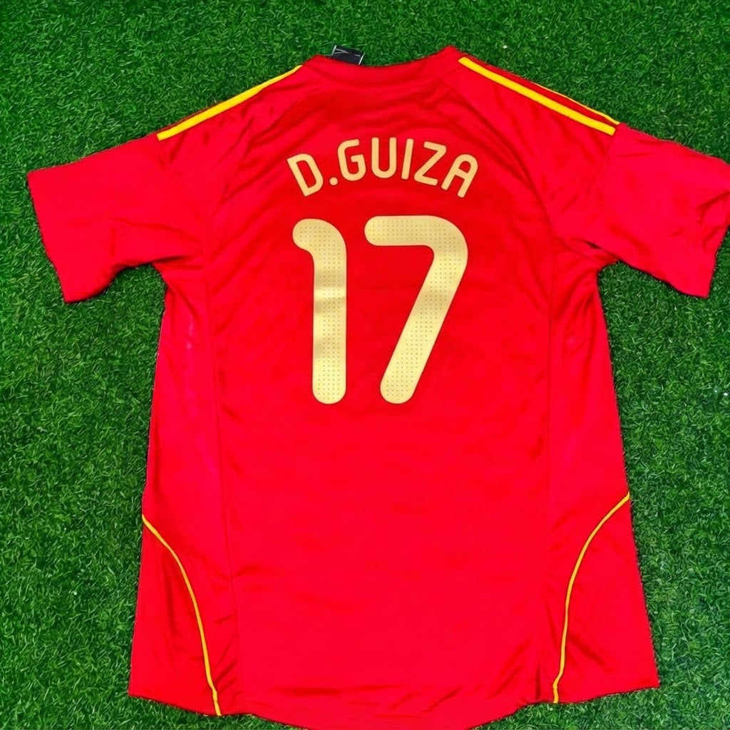 Daniel Guiza #17 Spain EURO 2008 Red Home Retro Football Jersey – Back View