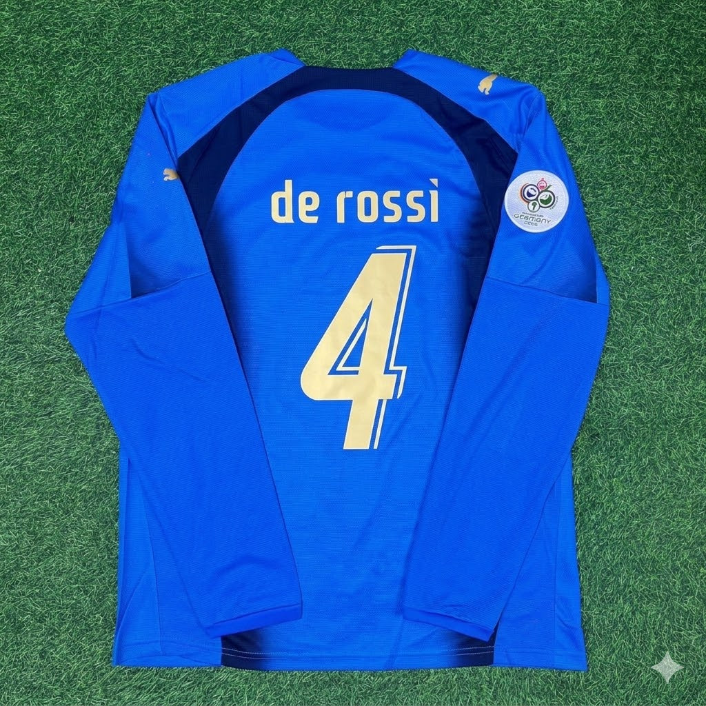 Daniele De Rossi #4 Italy 2006 World Cup Final Long Sleeve Retro Jersey – Back View