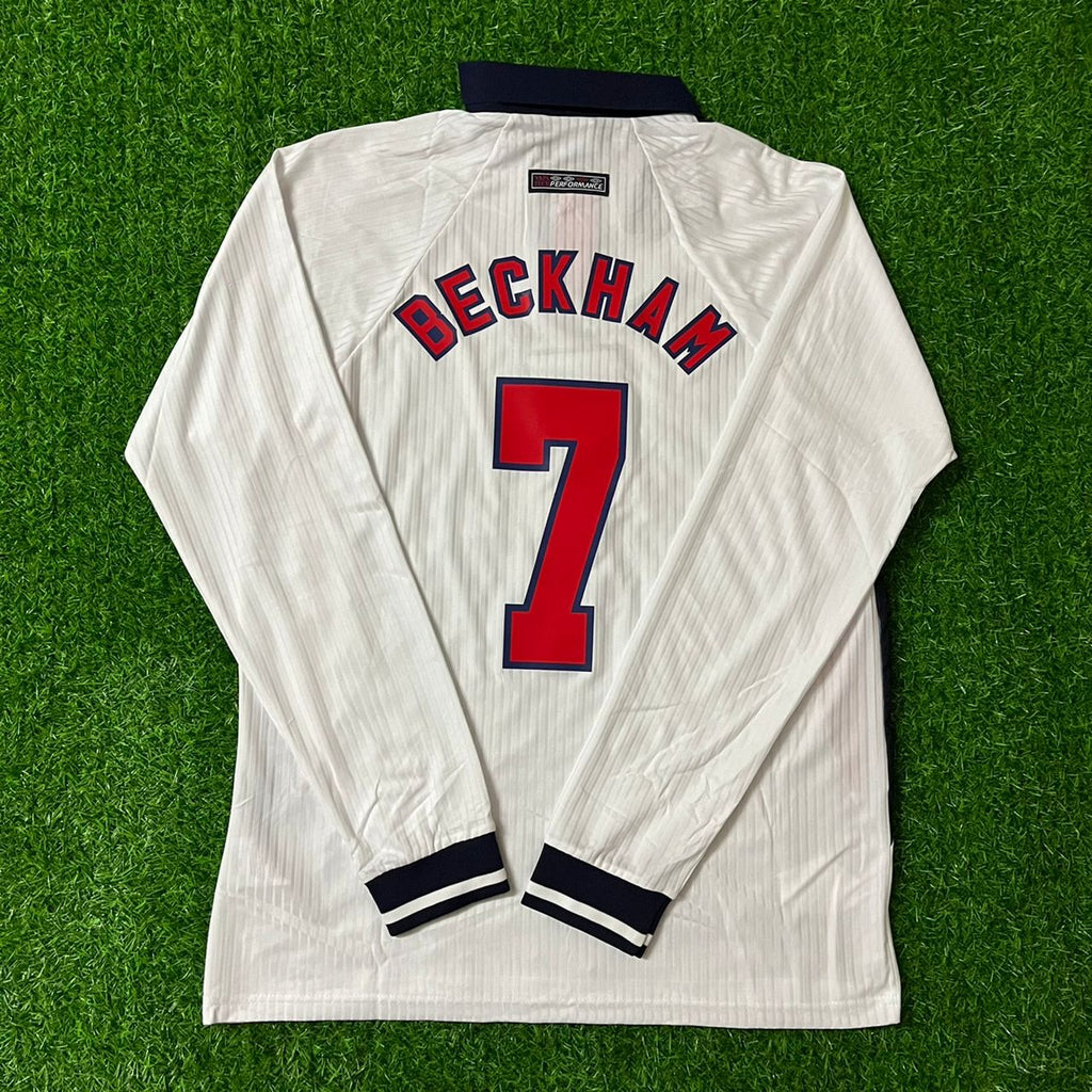 David Beckham 1998 World Cup Long Sleeve Retro Jersey – Back View