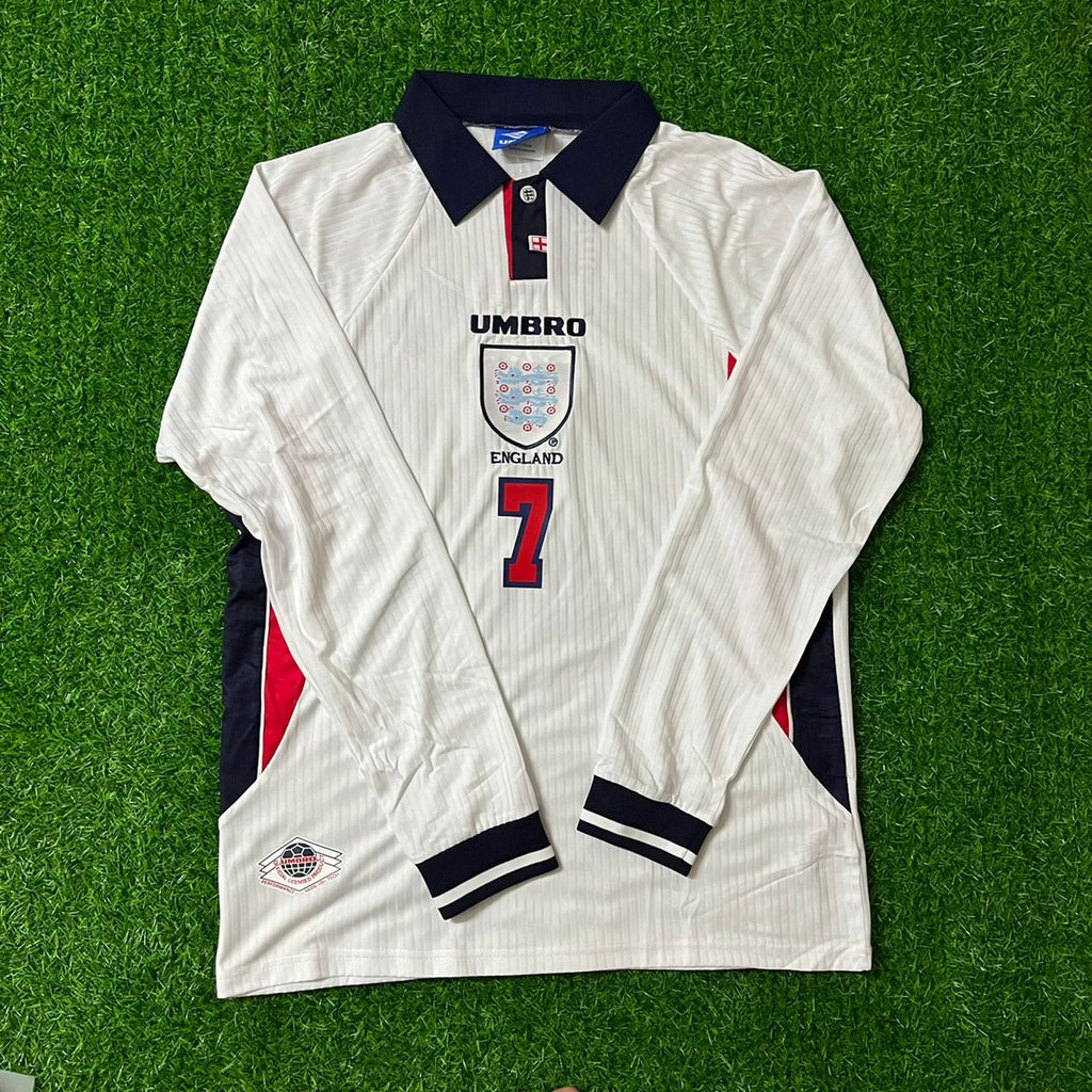 David Beckham 1998 World Cup Long Sleeve Retro Jersey – Front View