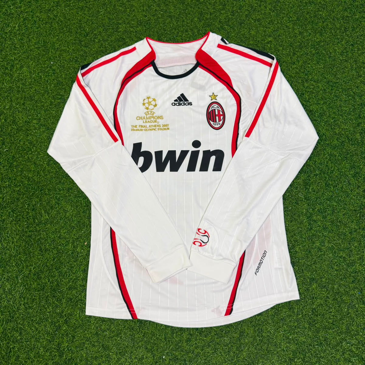 David Beckham #32 AC Milan Away White Long Sleeve Retro Jersey – Front View