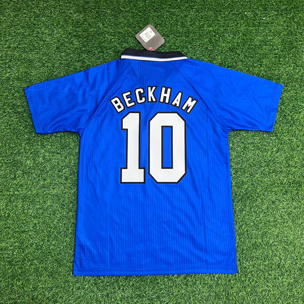 1996/97 David Beckham Manchester United Blue Retro Football Jersey Edition 2 – Back View