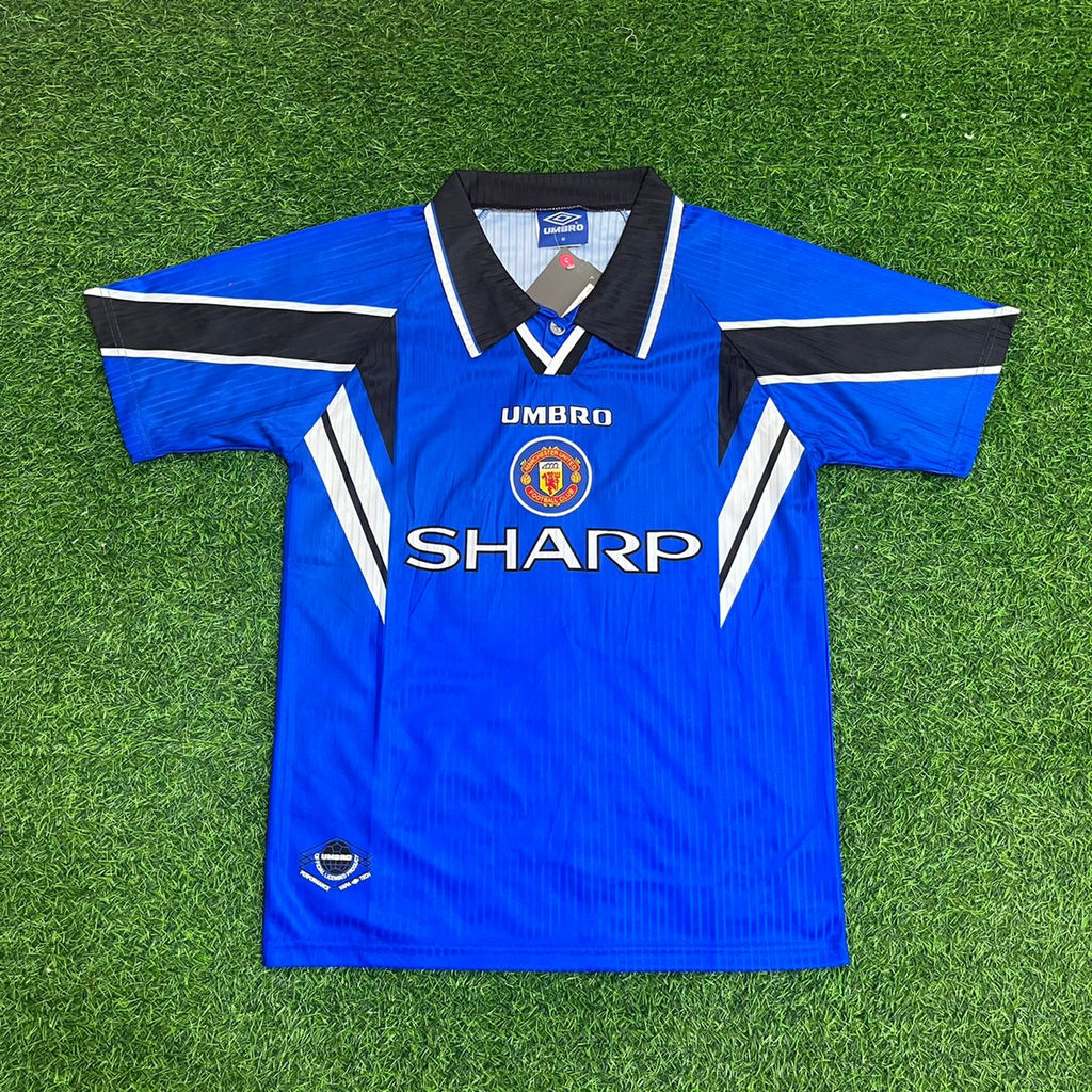 1996/97 David Beckham Manchester United Blue Retro Football Jersey Edition 2 – Front View