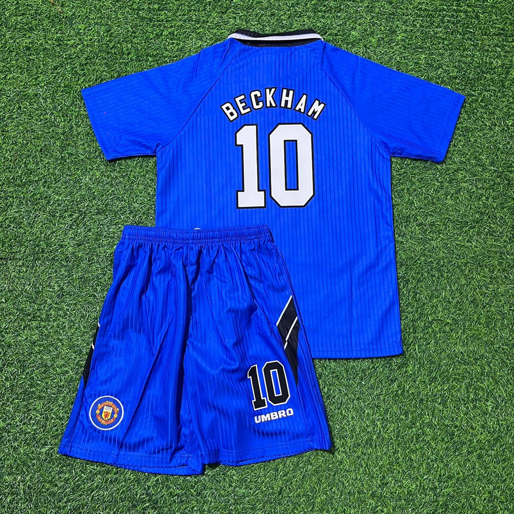 Manchester United 1996/1997 Blue Retro Football Jersey – David Beckham – Back View