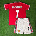1999 David Beckham Manchester United Kids Children Set Retro Football Jersey Kinder – Back View