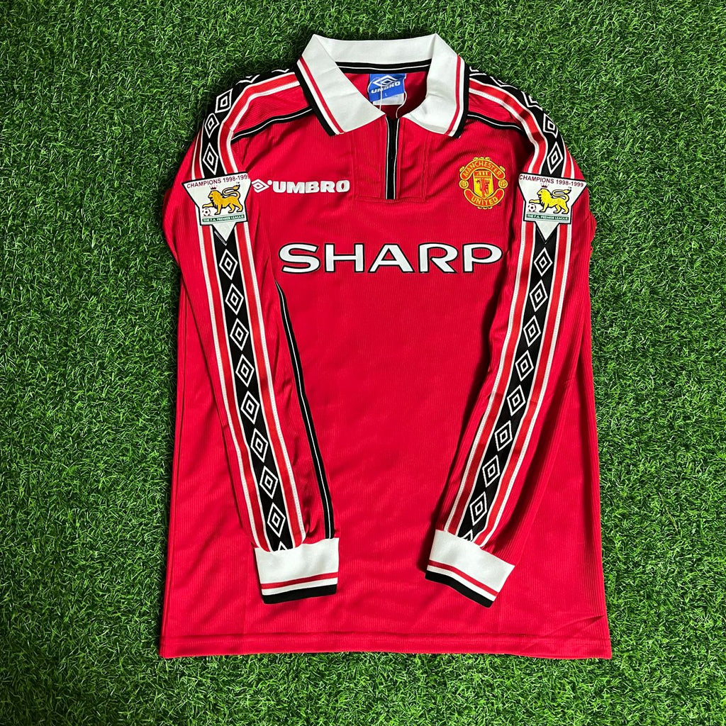 1999 Jaap Stam 6 - Manchester United Red Long Sleeve Football Jersey – Front View