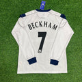 David Beckham Manchester United 2000-2001 White Retro Football Jersey – Back View