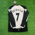 2001/02 David Beckham Manchester United Both Side Retro Long Sleeve Football Jersey – Back View