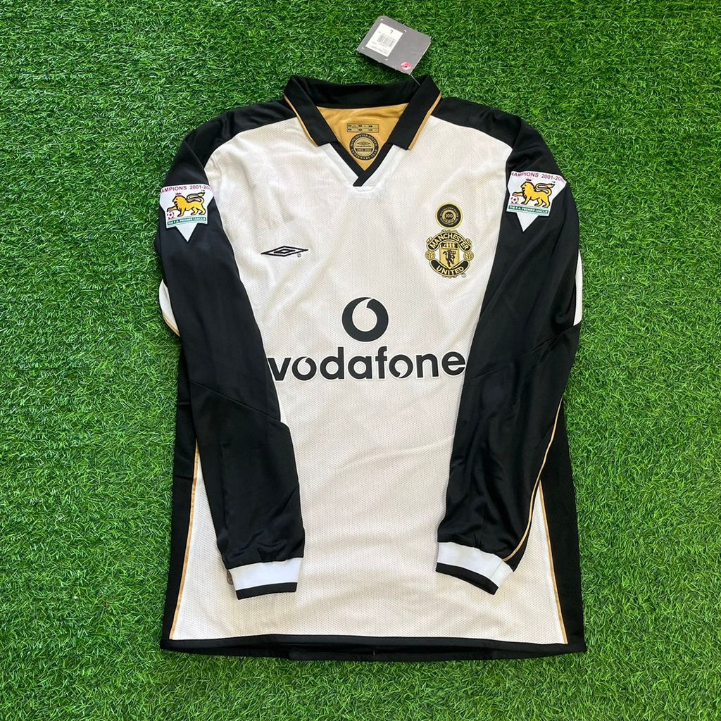 2001/02 David Beckham Manchester United Both Side Retro Long Sleeve Football Jersey – Front View