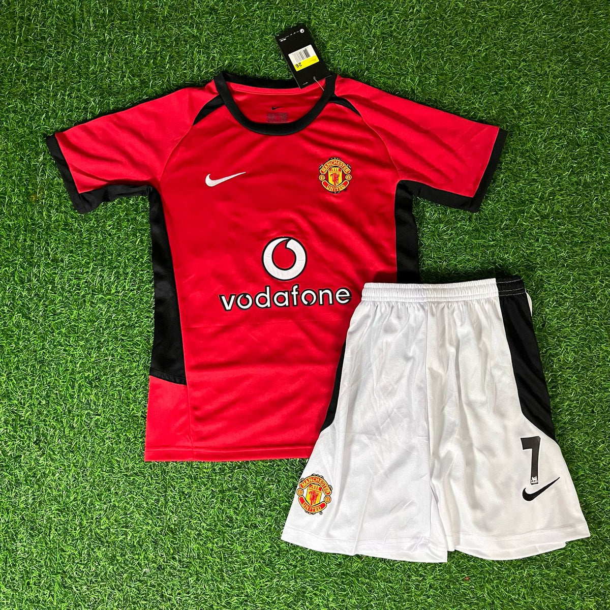 2002/03 David Beckham Manchester United Kids Kit Iconic Red Retro Football Jersey – Front View