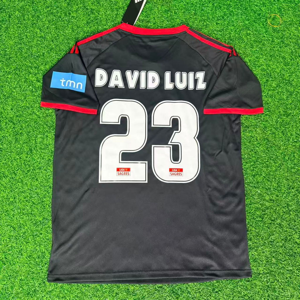 David Luiz #23 – Benfica 2009/2010 Away Black Retro Kit Jersey – Back View