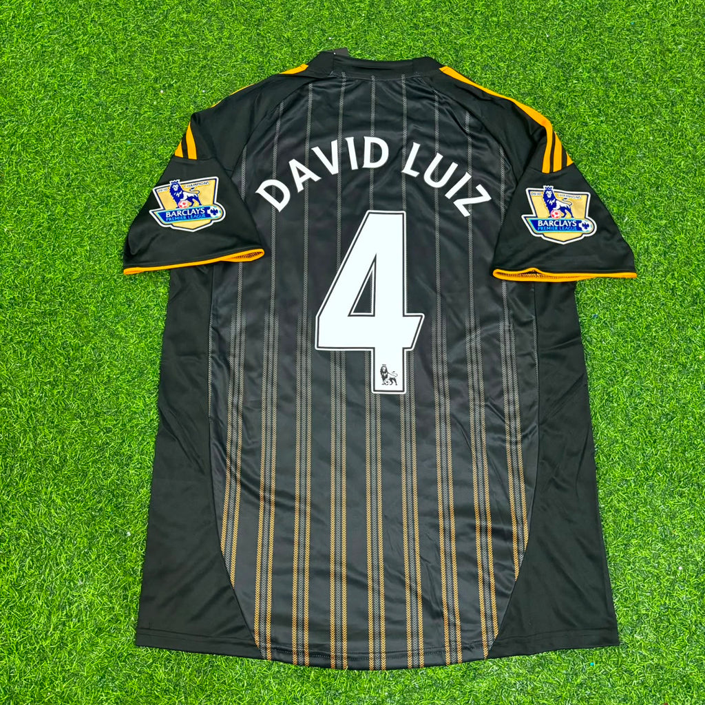 Chelsea 2010 2011 Away Retro Black Orange Football Jersey – David Luiz #4 – Back View