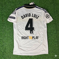 2011 David Luiz #4 Chelsea 2012 Champions League White Yellow Retro Football Jersey – Back View