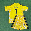 David Raya Arsenal 2026/2027 New Season Away Yellow Kids Goalkeeper Jersey Kit Soccer – Back View