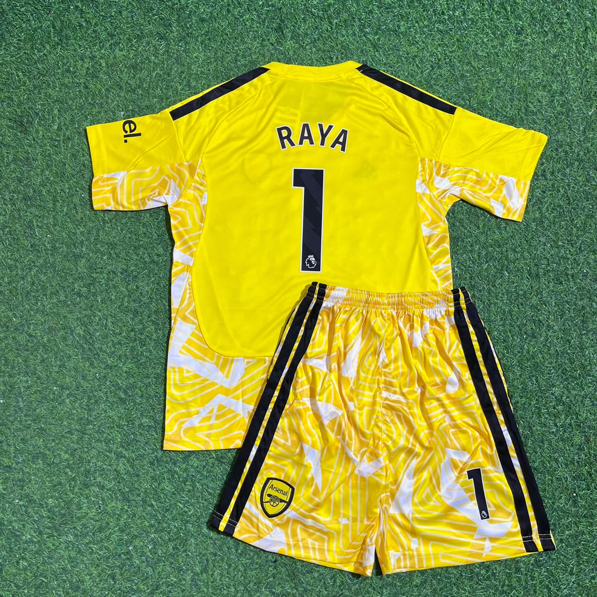 David Raya Arsenal 2026/2027 New Season Away Yellow Kids Goalkeeper Jersey Kit Soccer – Back View