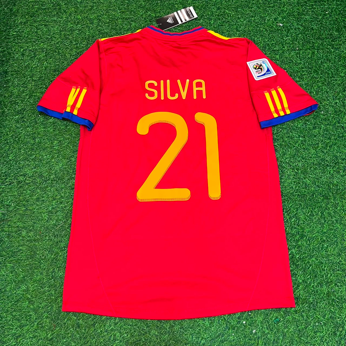 2010 Spain World Cup David Silva 21 Retro Football Jersey – Back View