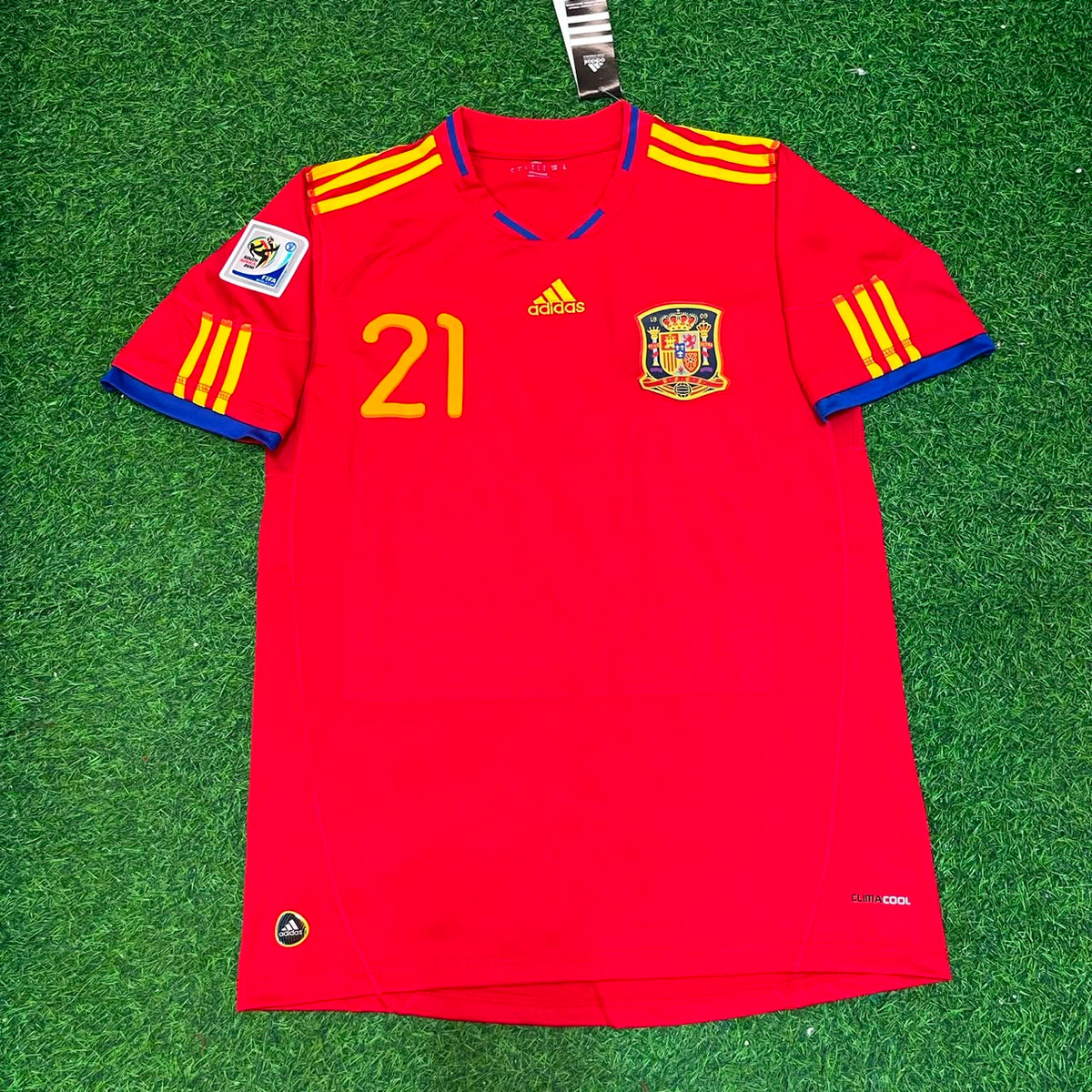2010 Spain World Cup David Silva 21 Retro Football Jersey – Front View