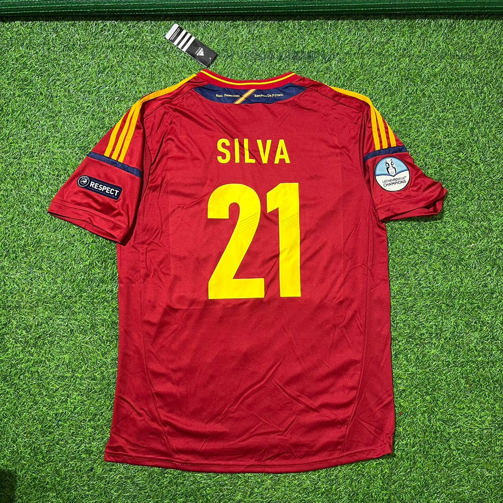 2012 Spain EURO David Silva Final Retro Football Jersey – Back View