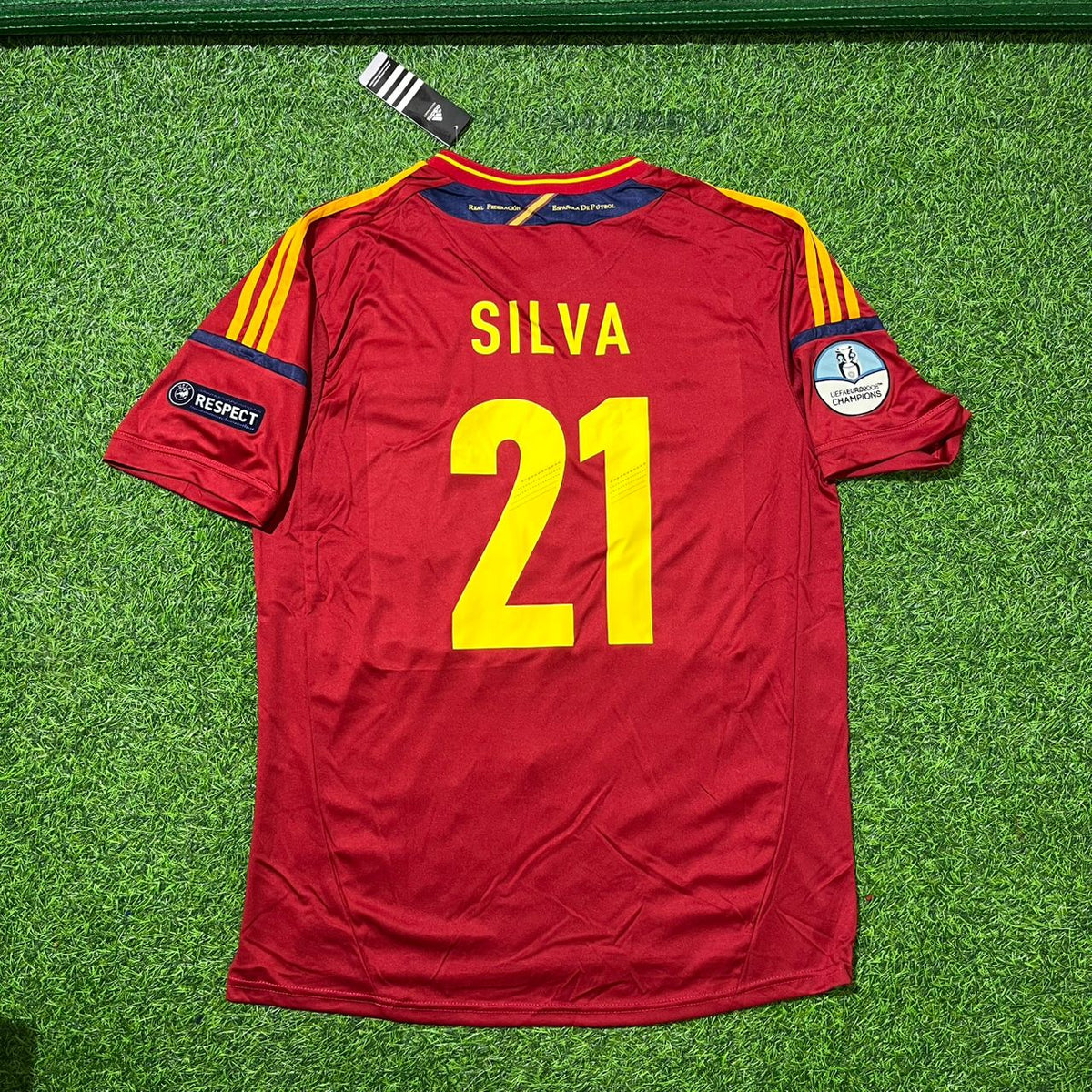 2012 Spain EURO David Silva Final Retro Football Jersey – Back View