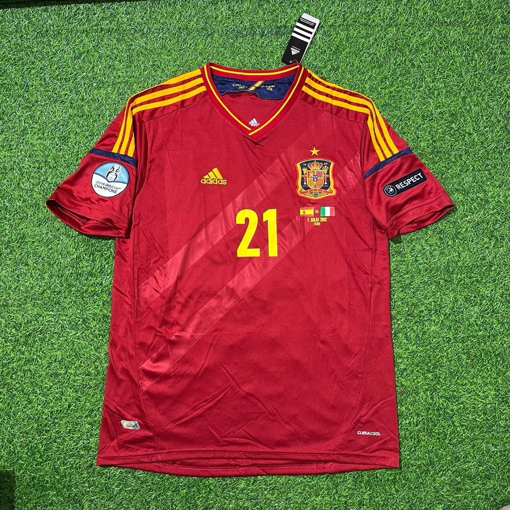 2012 Spain EURO David Silva Final Retro Football Jersey – Front View
