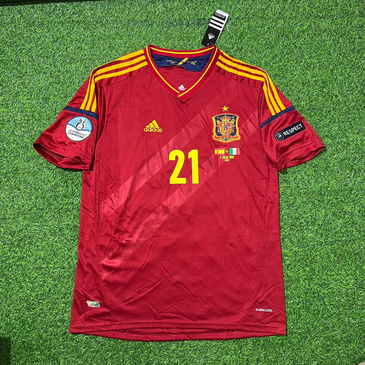 2012 Spain EURO David Silva Final Retro Football Jersey – Front View