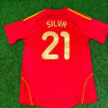 David Silva #21 Spain EURO 2008 Red Home Retro Football Jersey – Back View