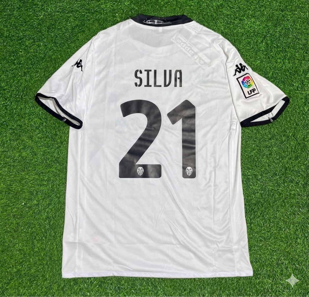 David Silva #21 Valencia White Retro Football Jersey – Back View
