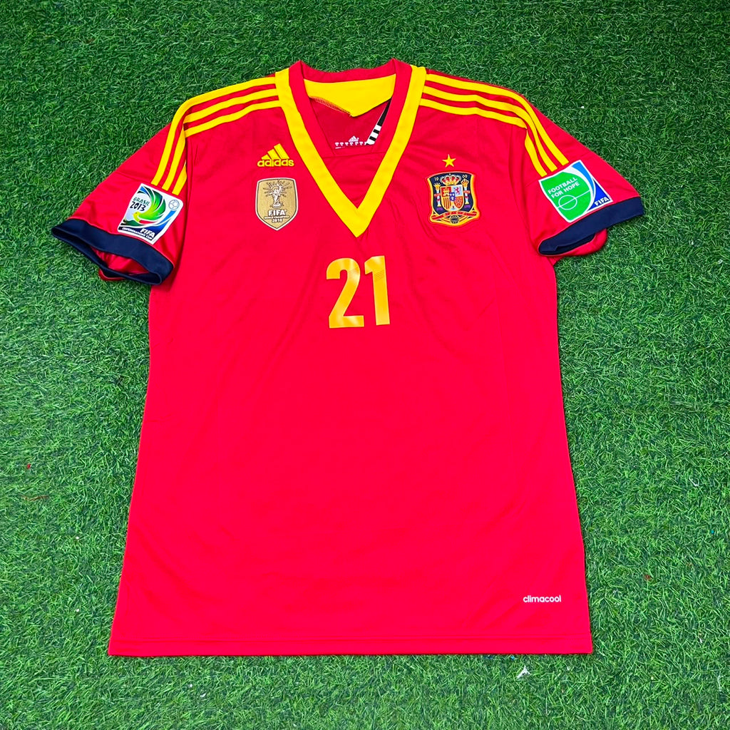 2013 David Silva Spain Confederations Cup Retro Football Jersey – Front View