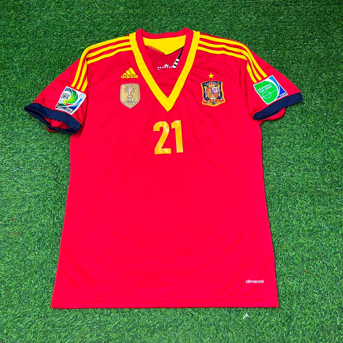 2013 David Silva Spain Confederations Cup Retro Football Jersey – Front View