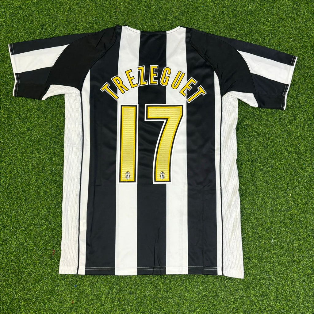 David Trezeguet #17 Juventus 2004-2005 Black White Home Retro Football Jersey – Back View
