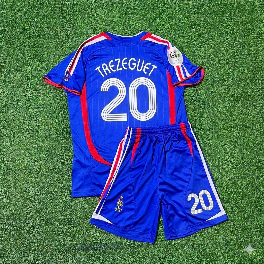 David Trezeguet #20 France 2006 World Cup Kids Blue Retro Football Jersey – Back View