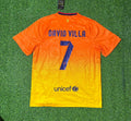 David Villa 7 Barcelona 2012-2013 Orange Retro Football Jersey – Back View