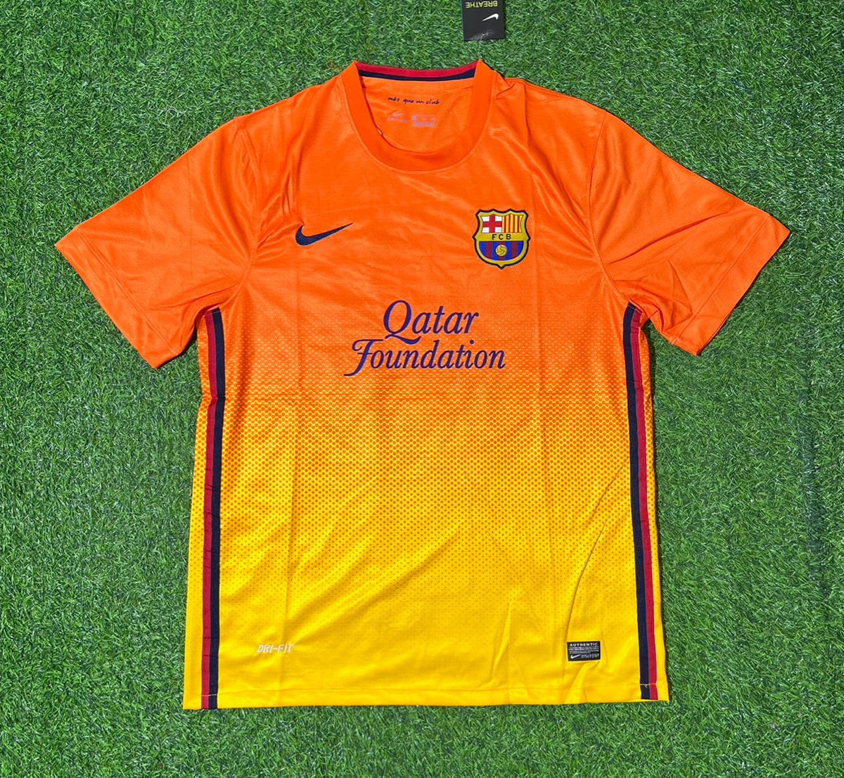 2012/13 David Villa 7 Barcelona Orange Retro Football Jersey – Front View