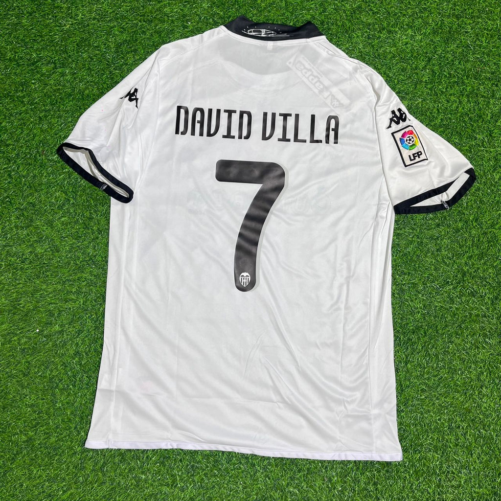 David Villa #7 Valencia 2009-2010 Home Retro Football Jersey – Back View