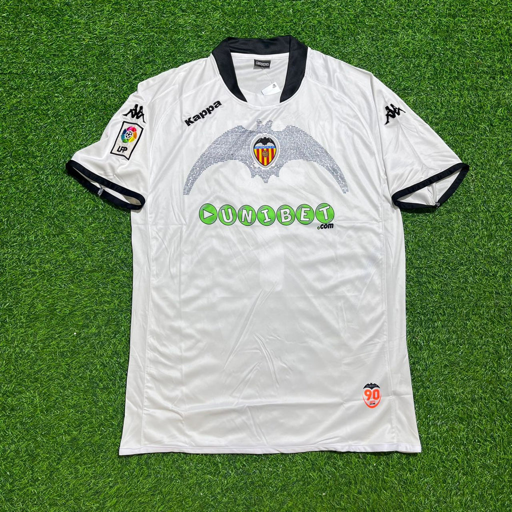 David Villa #7 Valencia 2009-2010 Home Retro Football Jersey – Front View