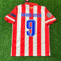 2013/14 David Villa 9 Atlético Madrid Home Football Jersey Red and White Retro Kit Football Jersey – Back View