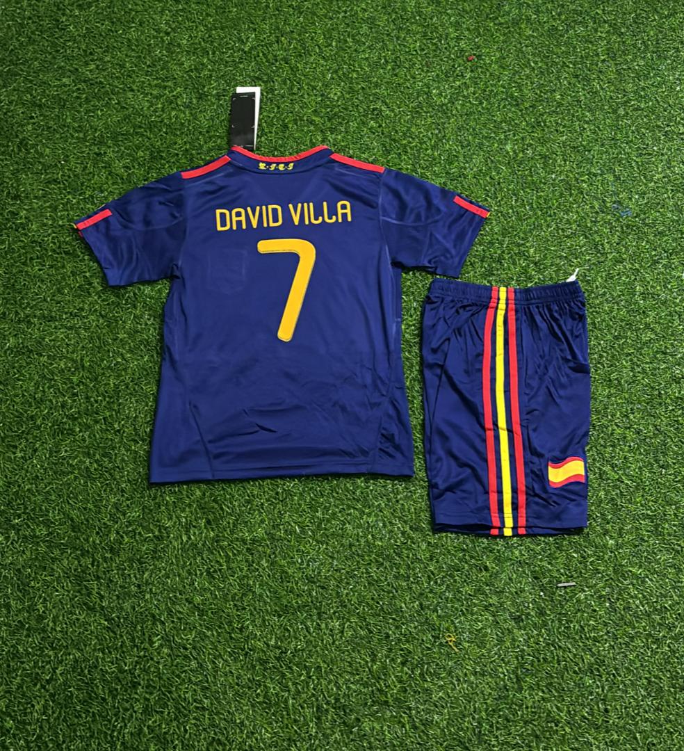 2010 Spain World Cup Final Retro Kids Football Kit David Villa