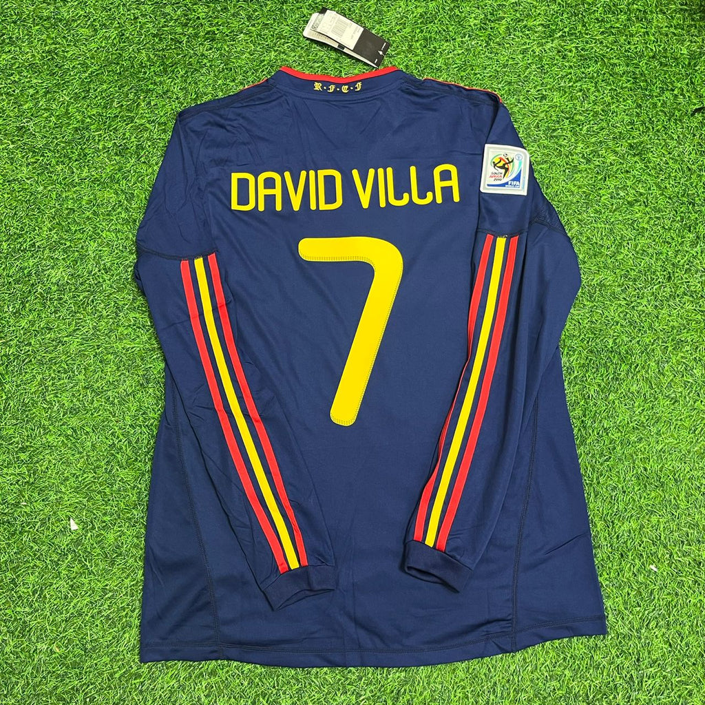 David Villa - Spain Away 2010 World Cup Final Retro Jersey – Back View