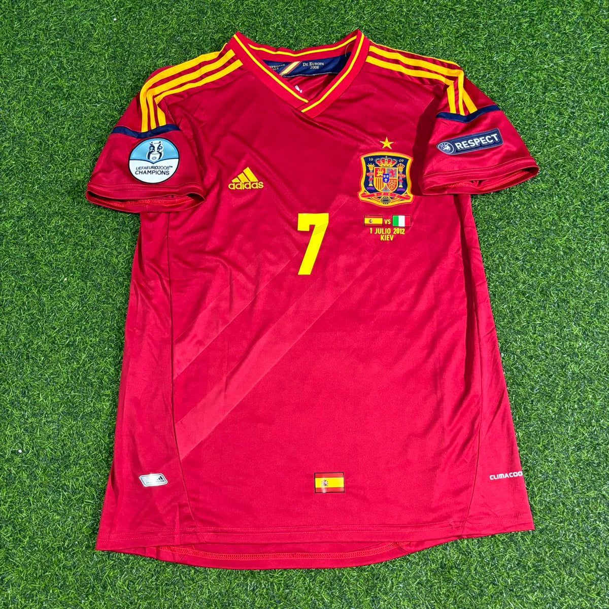 2012 Spain EURO David Villa Final Retro Football Jersey – Front View