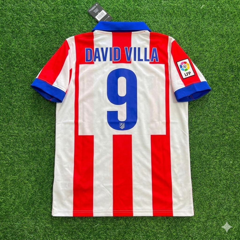 Atlético Madrid Home 2014/15 Retro Kit Jersey – David Villa 9 – Back View