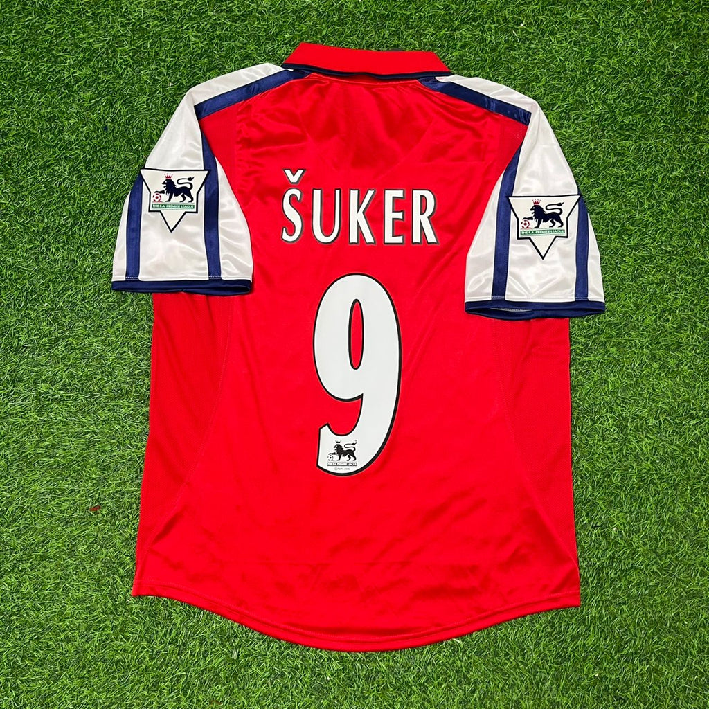 Arsenal 1999/00 Red White Retro Football Jersey – Davor Šuker – Back View