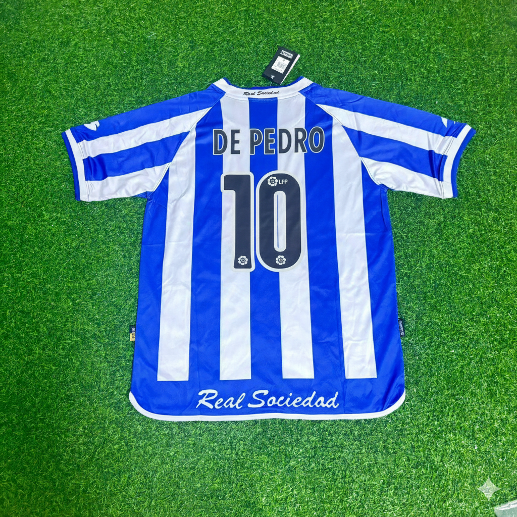 Real Sociedad 2002/2003 Retro Football Jersey – Javi de Pedro – Back View