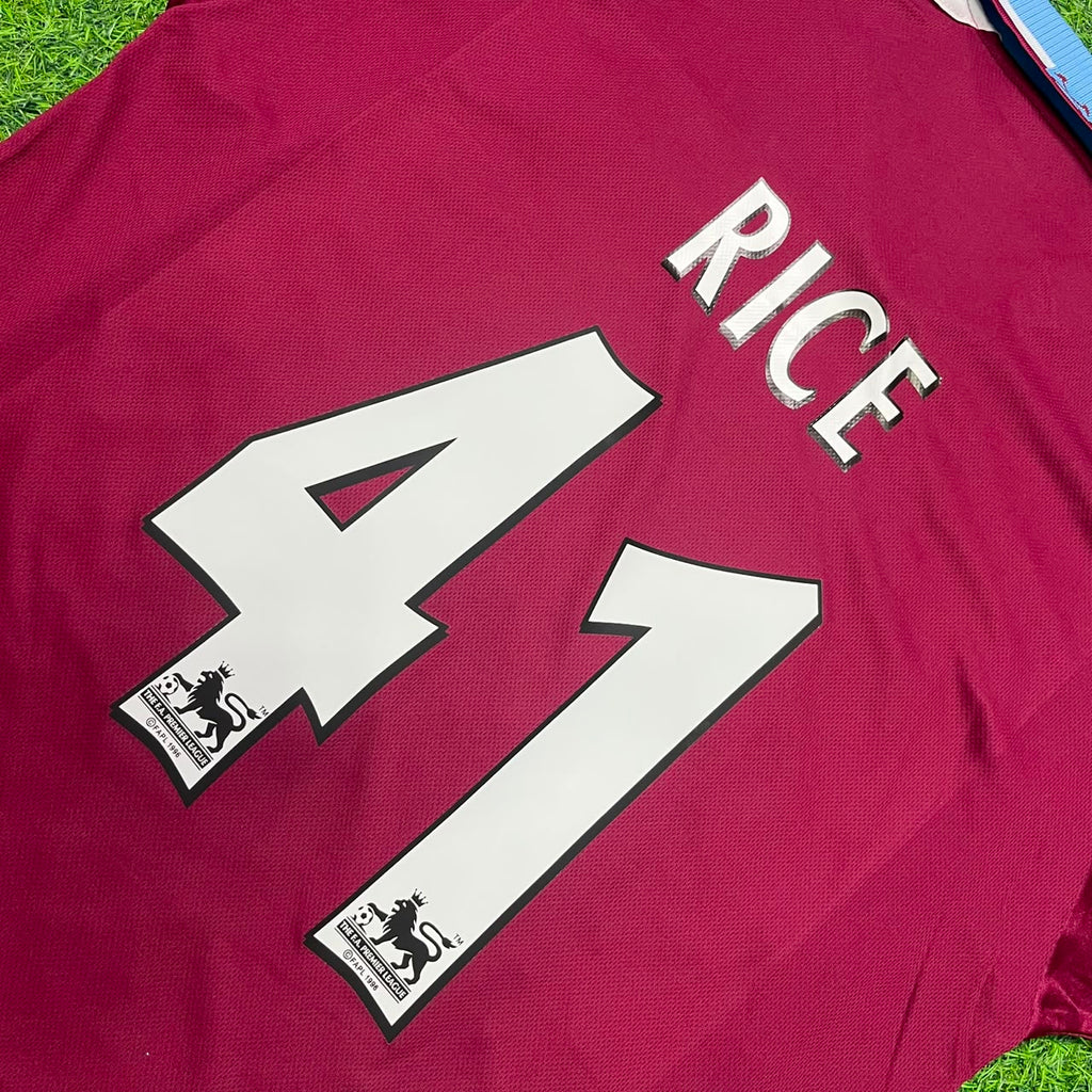 Declan Rice #41 West Ham United Home Retro Football Jersey – Detailed View