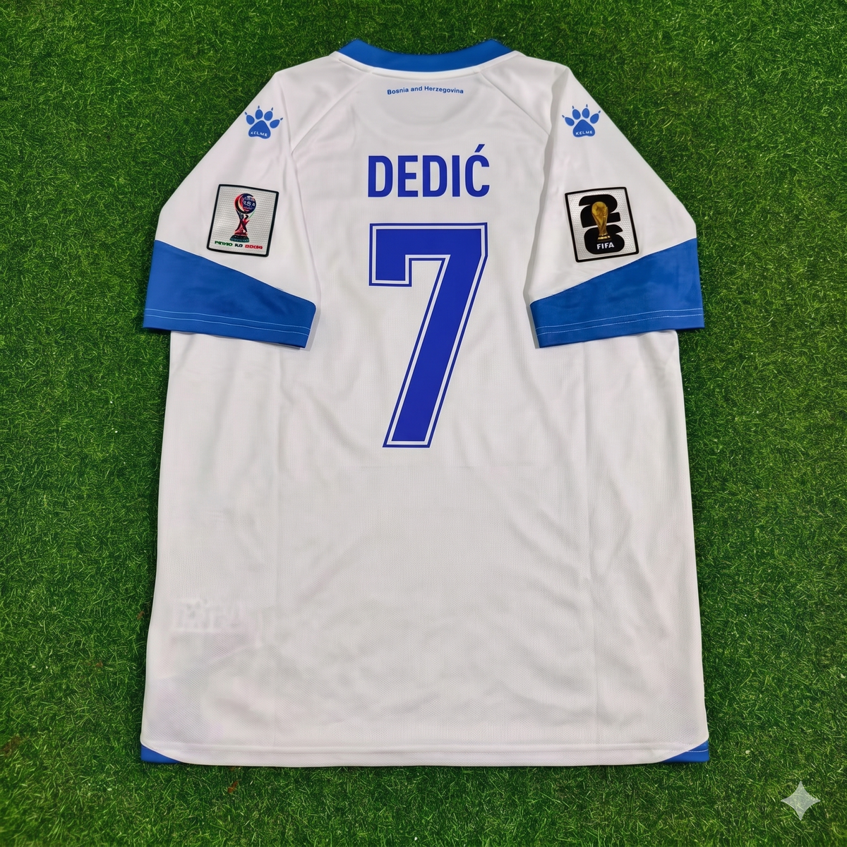 Amar Dedic Bosnia and Herzegovina 2026 World Cup Away White Football Jersey – Back View