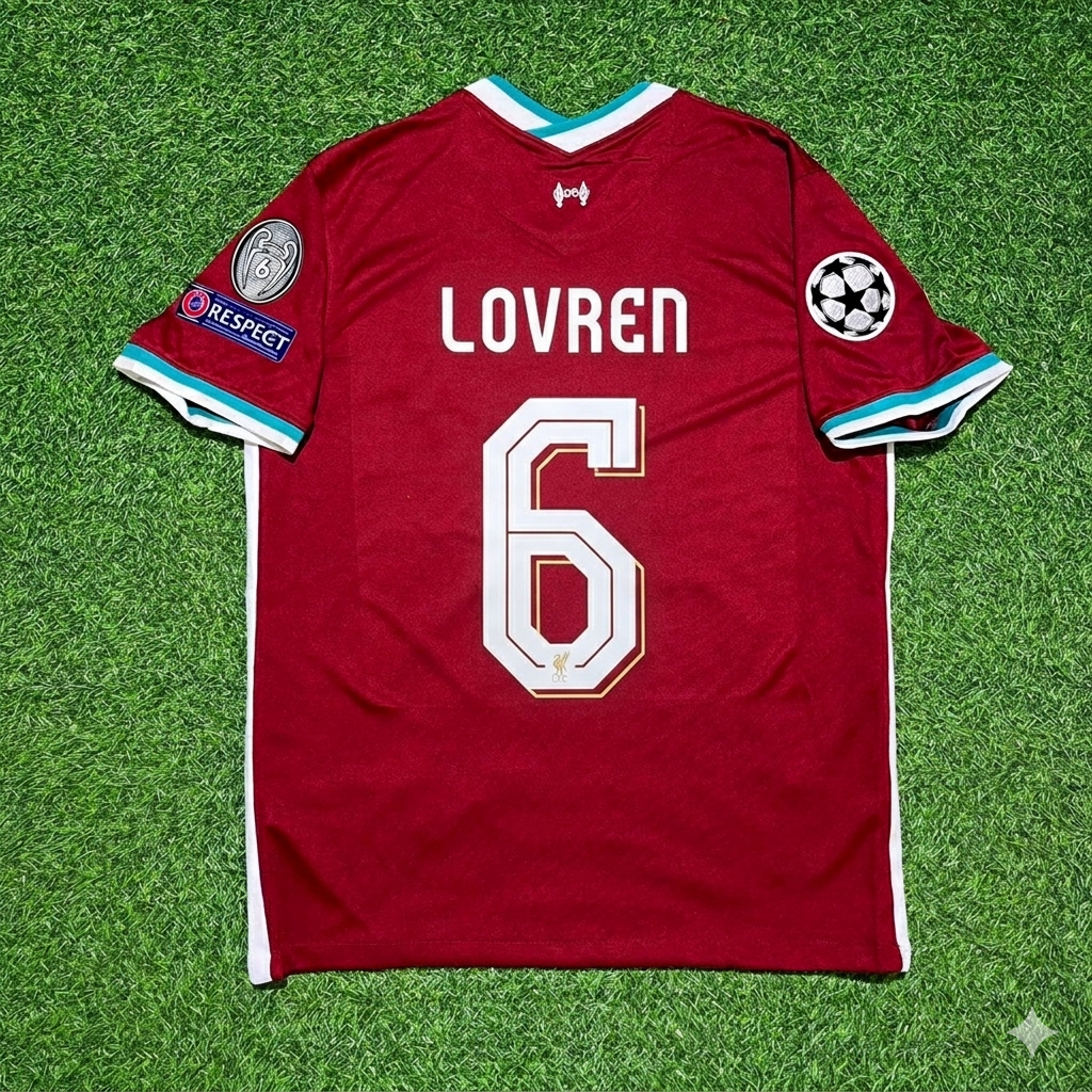 Liverpool 2019 2020 Home Retro Football Jersey – Dejan Lovren 6# – Back View