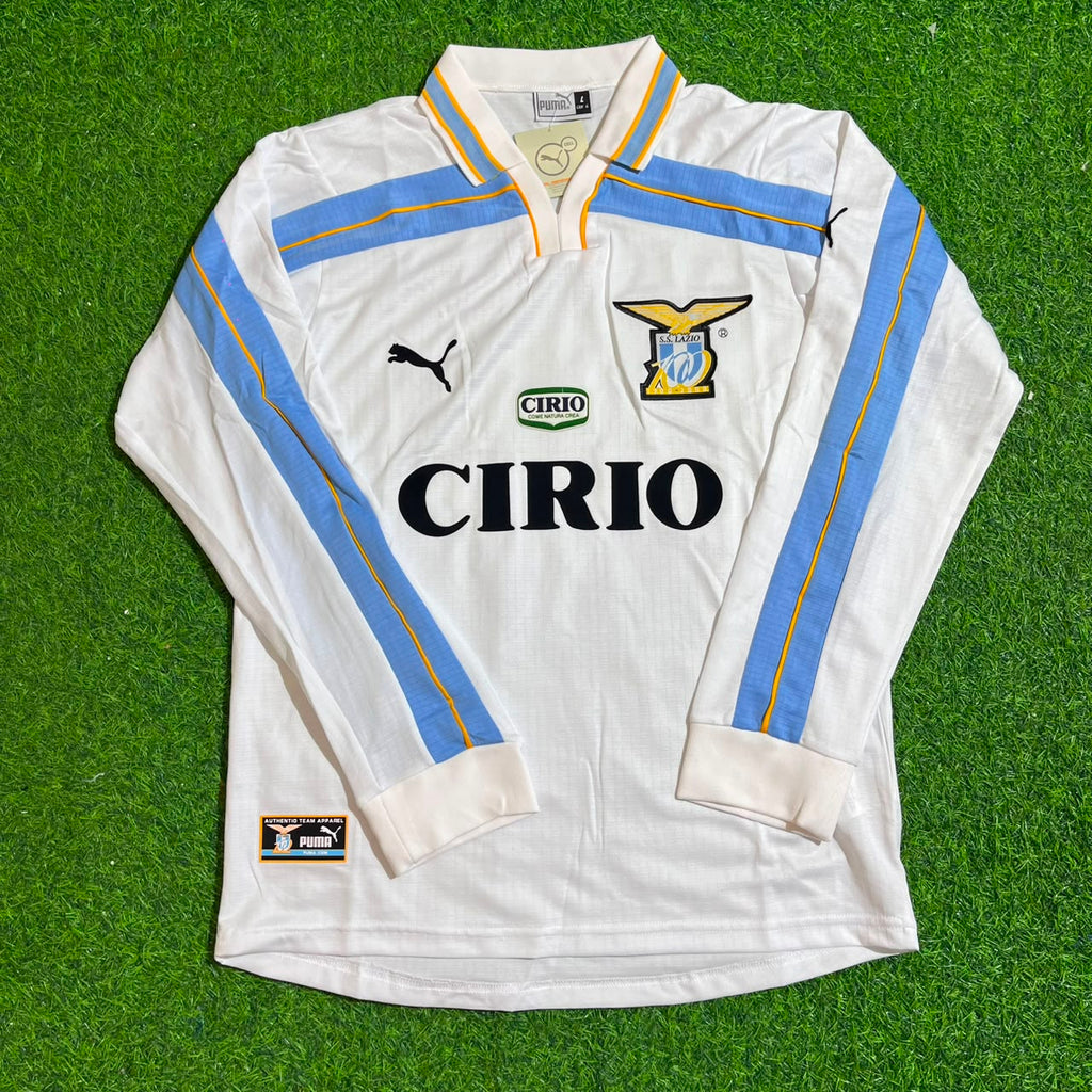Dejan Stankovic Lazio 1999 2000 White Long Sleeve Retro Football Jersey – Front View