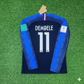 France 2018 World Cup Final Long Sleeve Retro Football Jersey – Ousmane Dembele – Back View