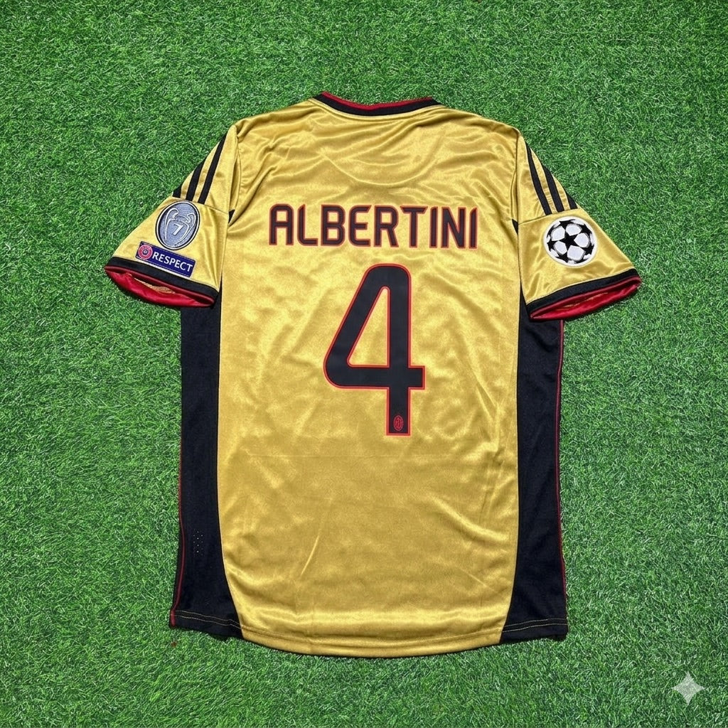AC Milan Gold Retro Jersey – Demetrio Albertini #4 – Back View